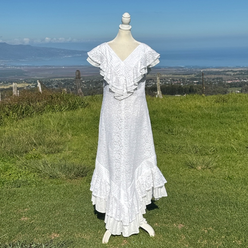 VTG 80s Joan Anderson Princess Kaiulani Liberty house White lace Eyelet Wedding